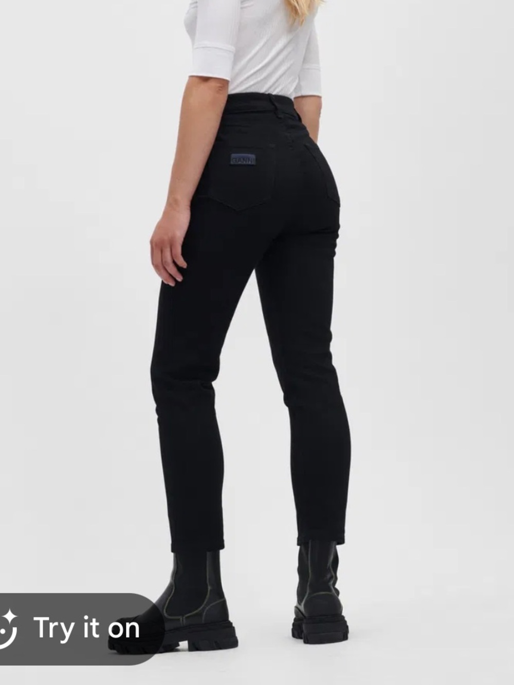 Ganni Black Ankle Crop High-Rise Jeans